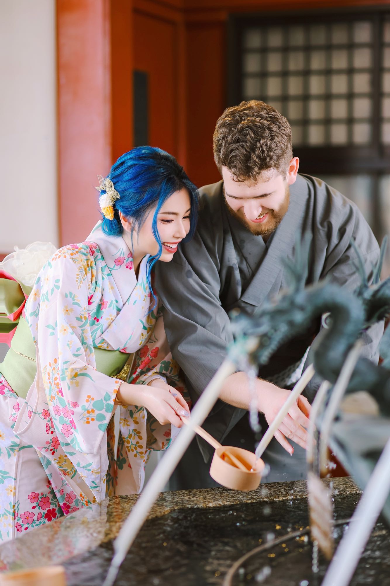 京都・大阪・東京 カップル着物＋女性ヘアセット＋写真撮影 2 時間付き レンタル 1 日プラン